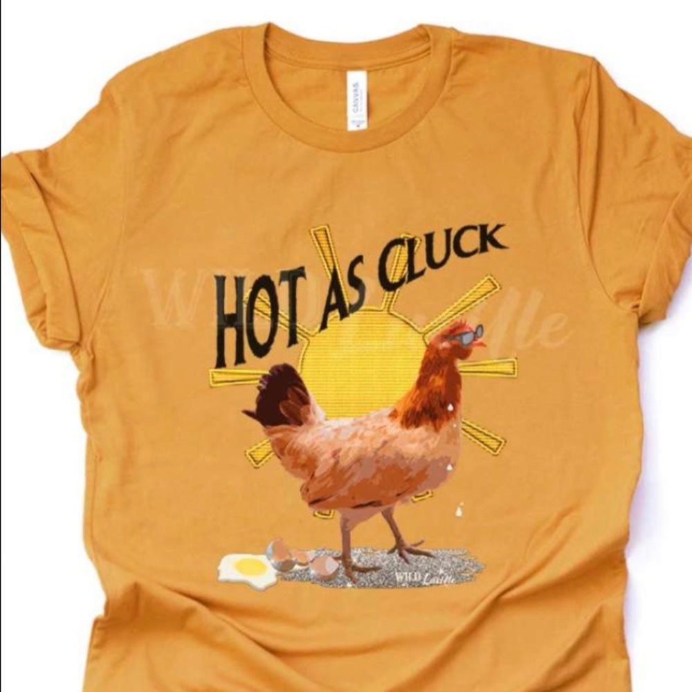 Hot as Cluck Graphic Mustard crew neck tee